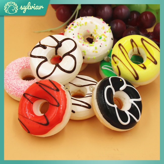 Mô Hình Bánh Donut Nhiều Màu Mềm Mại Trang Trí Nhà Bếp