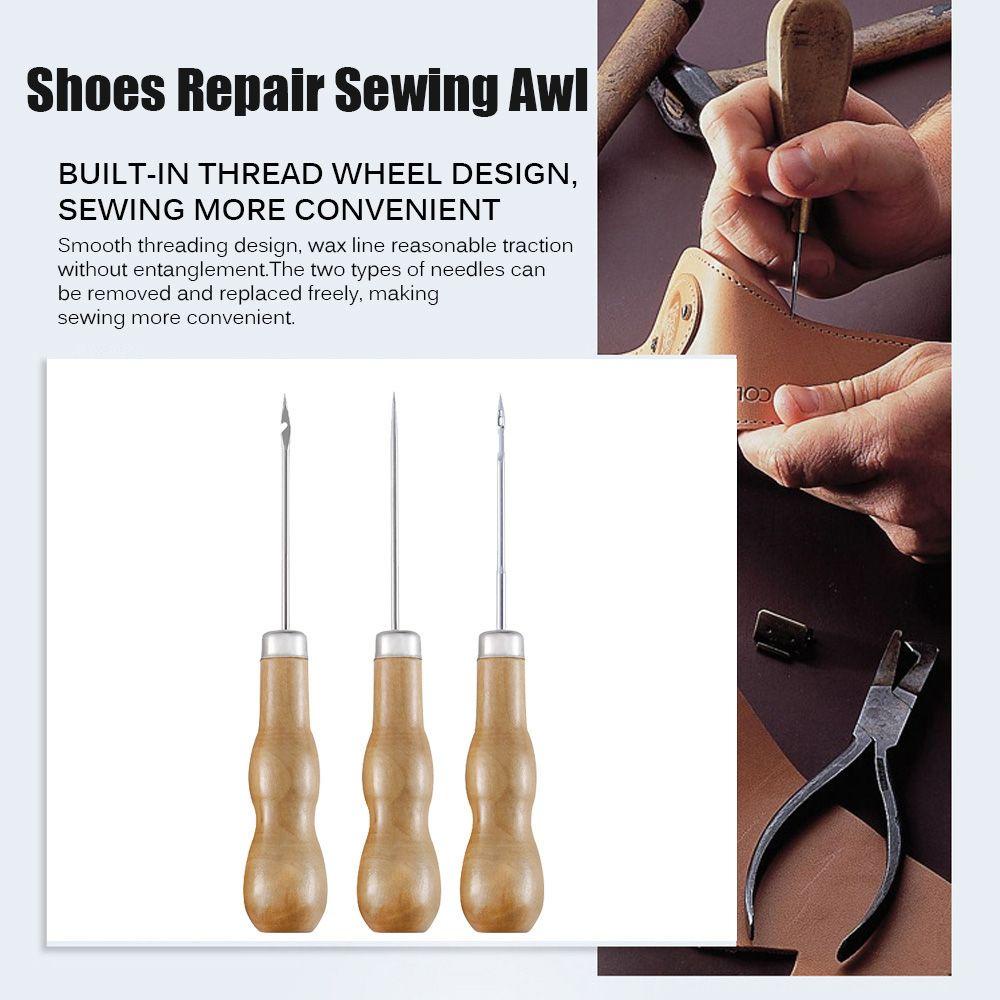 LILYES Dụng Cụ Đục Lỗ Giày Với Tay Cầm Bằng Gỗ Tiện Dụng DIY