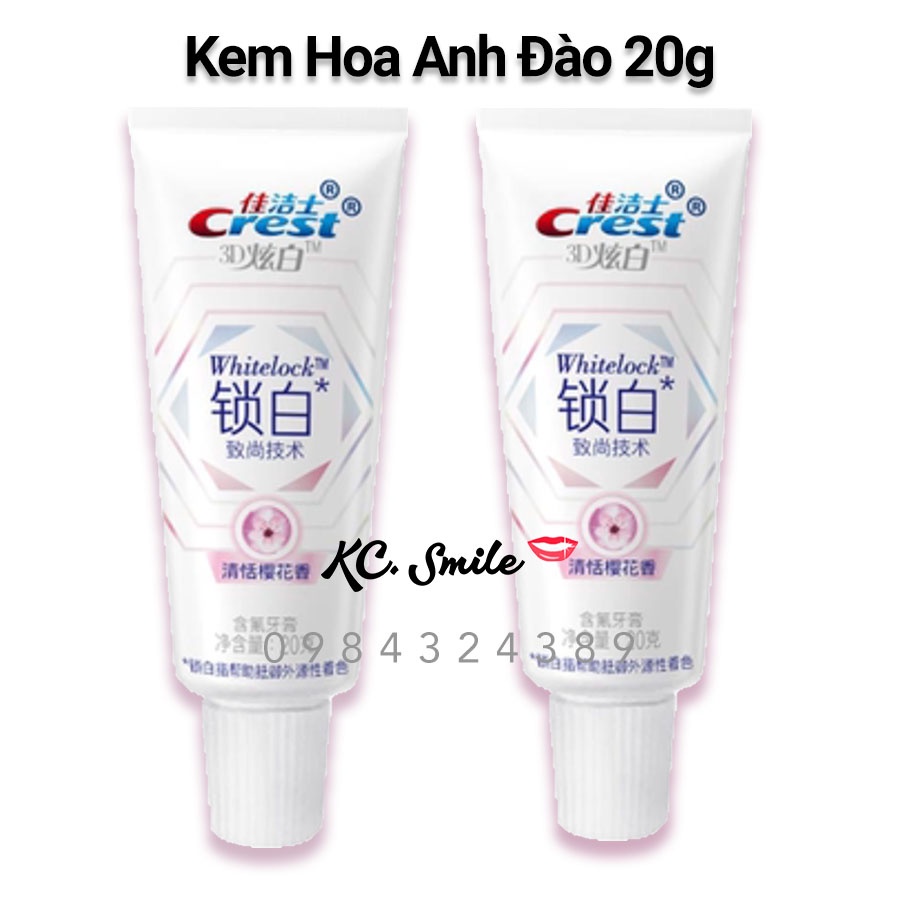 Kem đánh răng Crest 3D White 20g chính hãng bản Tmall - Giúp đánh bay mảng bám và cho hơi thở thơm mát