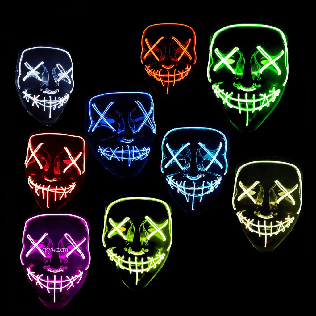 Mặt Nạ Đèn LED Neon Kinh Dị Hóa Trang Halloween
