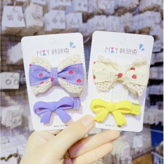 Set kẹp ghim cho bé [CUTE] bọc vải ko đau tóc