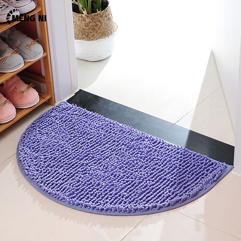 Thảm chùi chân MENGNI Chenille hình bán nguyệt thấm hút tốt chống trượt thích hợp cho phòng ngủ / nhà vệ sinh