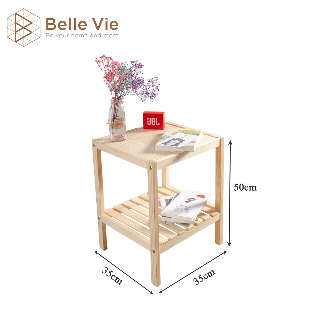 Kệ Đầu Giường Khung Gỗ Mặt Gỗ 2 Tầng BelleVie Tab Đầu Giường Mặt Gỗ Wood Shelf