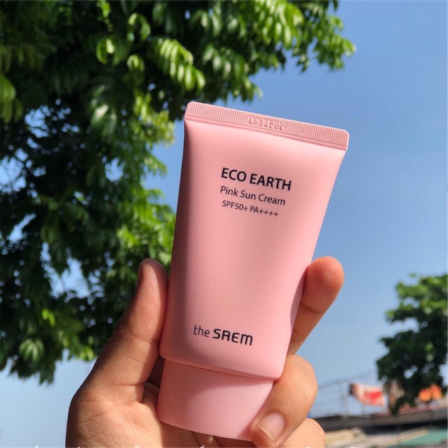 Kem Chống Nắng The SAEM Eco Earth Power Pink Sun Cream SPF50+ PA++++ 50ml Chính Hãng The Seam Hàn Quốc