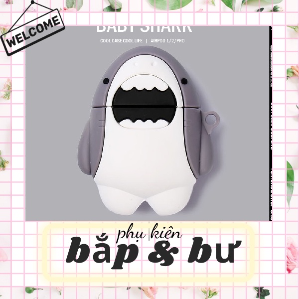 Vỏ bảo vệ bao đựng tai nghe Airpod 1/Airpod 2-Mã ốp cá mập