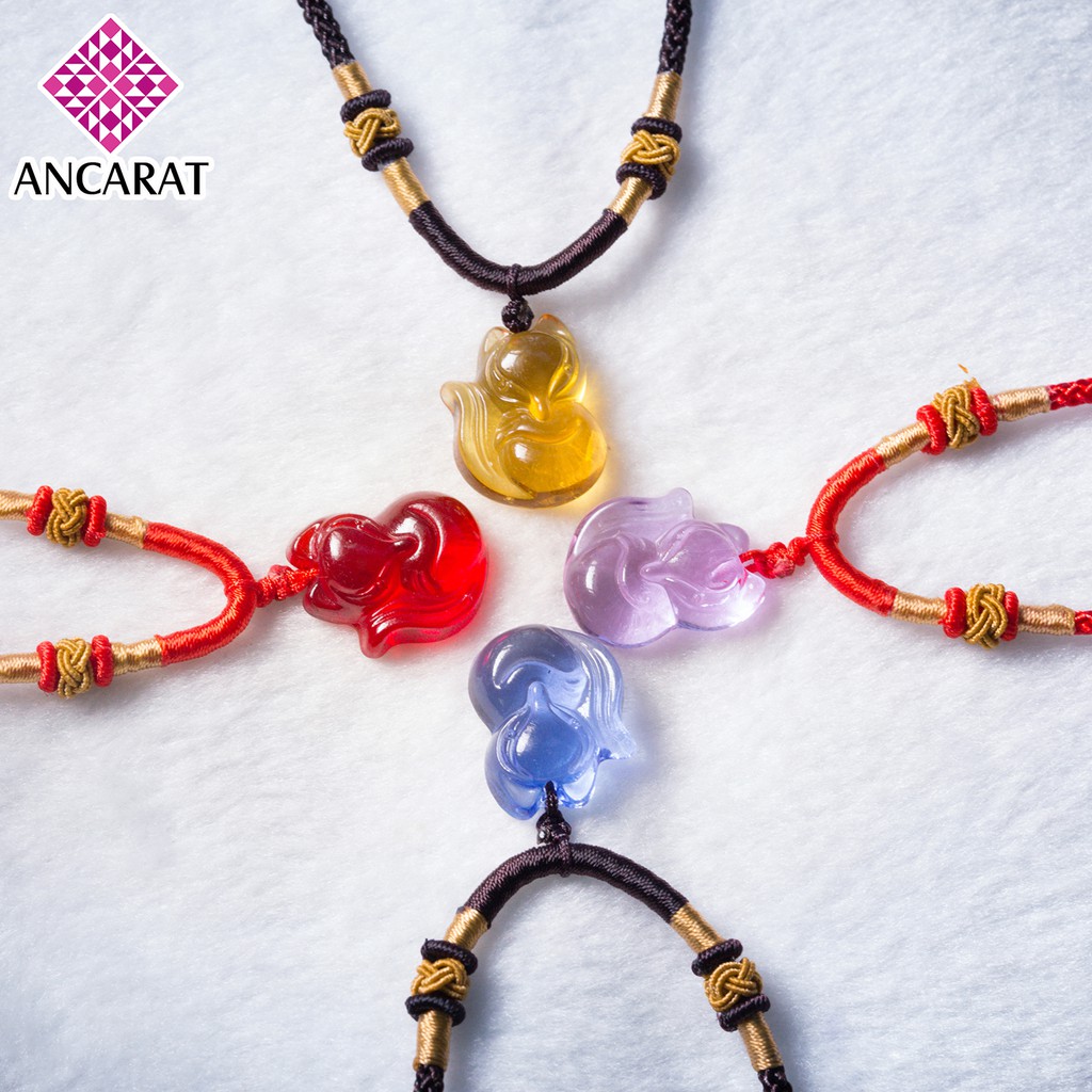 ANCARAT - Mặt dây Hồ ly đá phong thủy (Xanh dương - Mệnh Thủy)