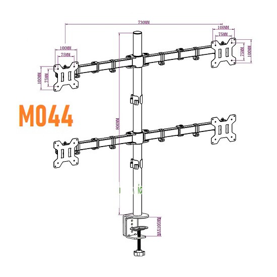Giá Treo 4 Màn Hình Máy Tính M044 - Dành Cho Màn Hình 17" - 27 " -  - Model 2020