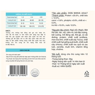 Hạt Dog Mania Thức Ăn Cho Chó Trưởng Thành  giàu vitamin và khoáng chất