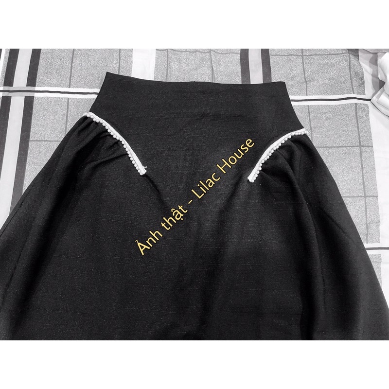 LILAC- Set áo trắng + chân váy đen phối chuỗi hạt Crazyteen NEW TAG