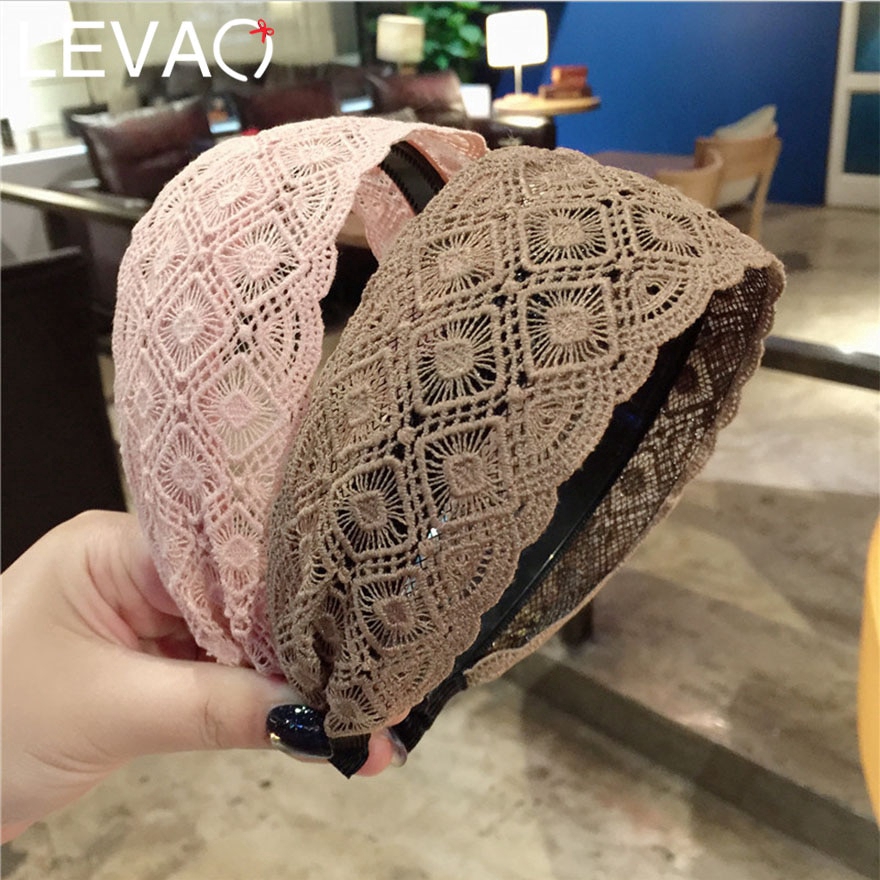 Băng đô cài tóc thiết kế ren hoa phong cách retro thời trang cho nữ