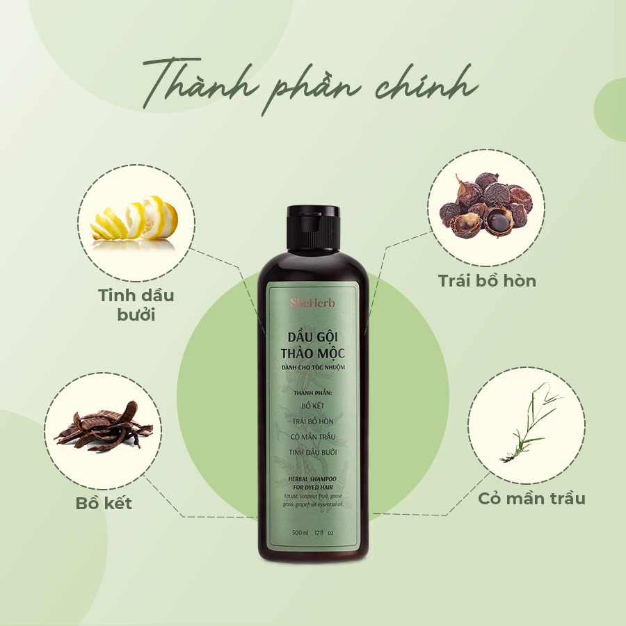 Dầu Gội Tóc Nhuộm Ngăn Ngừa Rụng Tóc Thảo Mộc SheHerb - Giúp Giữ Màu, Phục Hồi Nang Tóc 250ML