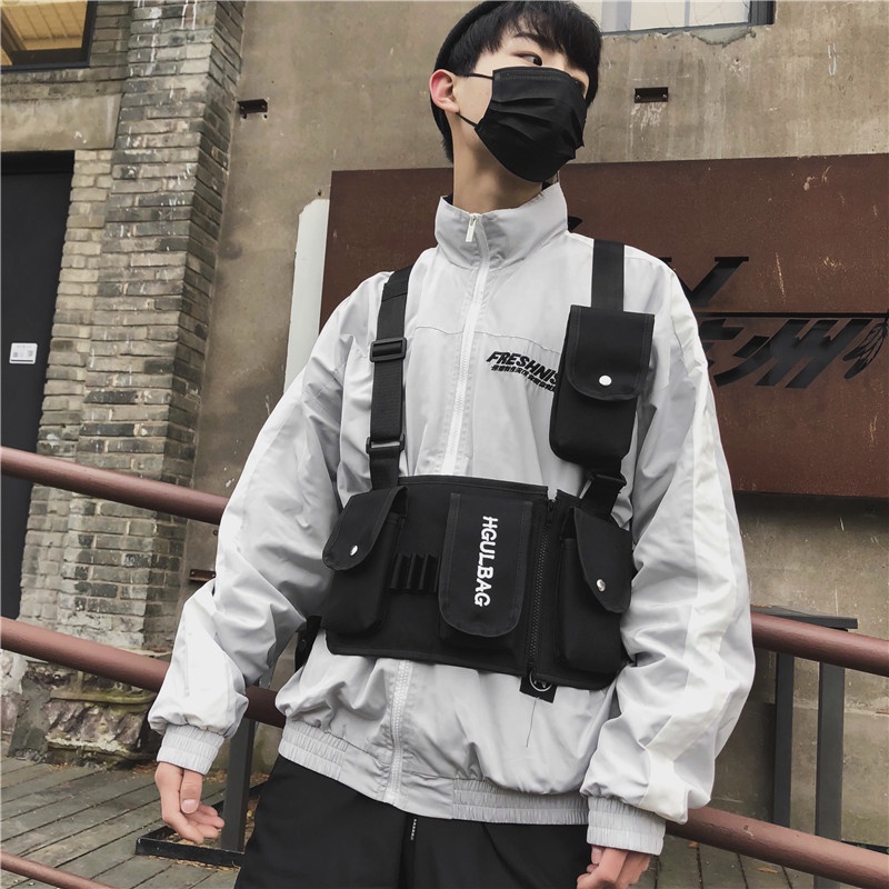 Túi Đeo Vai Trước Ngực Phong Cách Quân Đội Túi Bao Tử Đeo Bụng Nhiều Ngăn Unisex Street Style Ngầu Fanny Bag Tactical