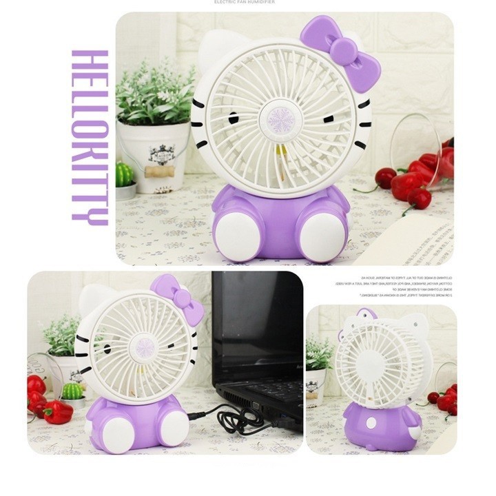 Quạt Cầm Tay Để Bàn Mèo Kitty CT03 Mini Siêu Mát