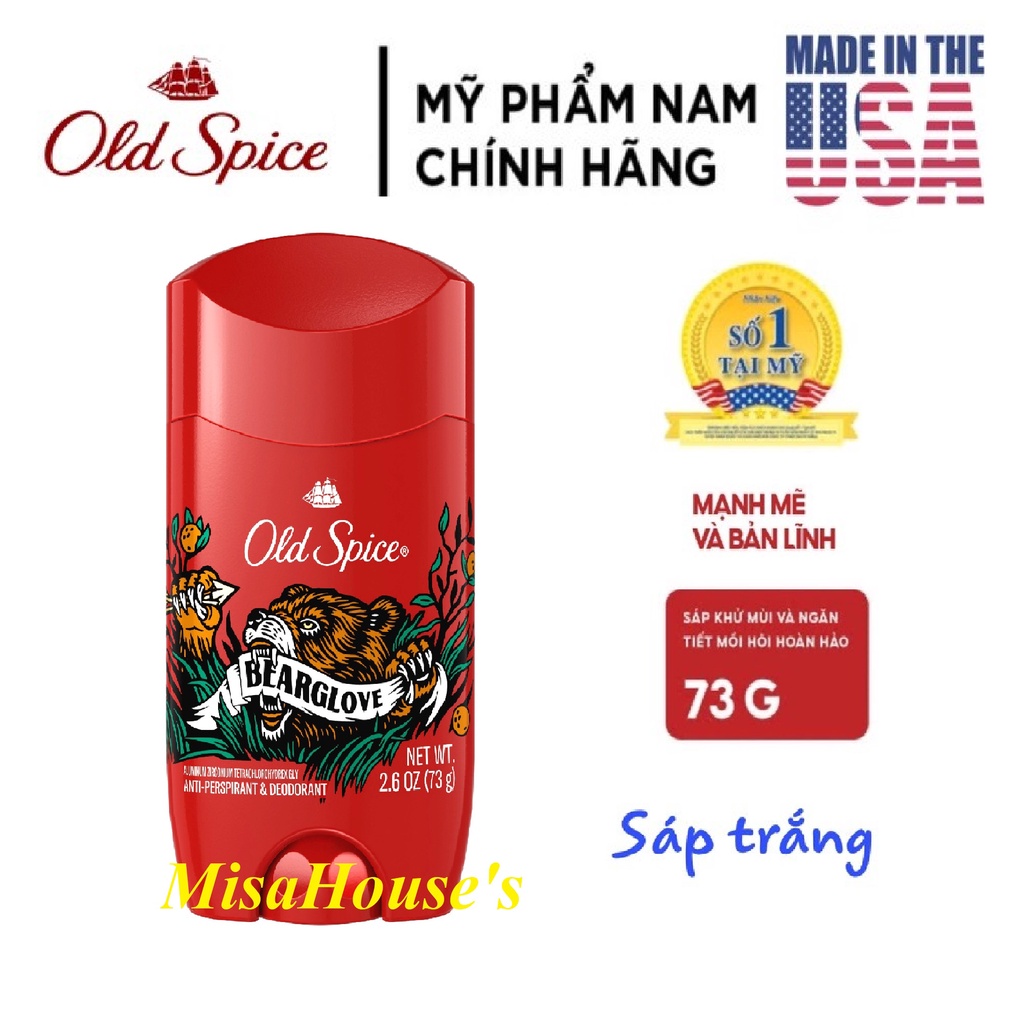 1 chai Lăn sáp khử mùi nam Old Spice 73g  Bearglove, Timber, Fiji, Wolfthorn, Volcano, Swagger 4in1 Ult