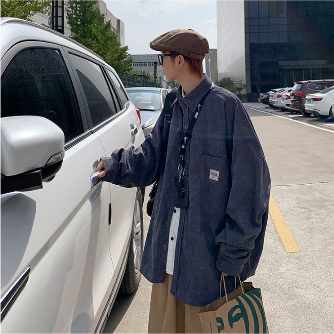 Áo sơ mi nhung tăm nam nữ unisex màu ghi cao cấp 308 pon.mens