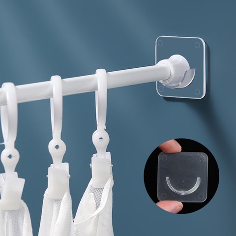 Set 2 giá đỡ thanh treo rèm cửa 4*4cm/ 6*6cm bằng nhựa trong suốt tự điều chỉnh tiện dụng