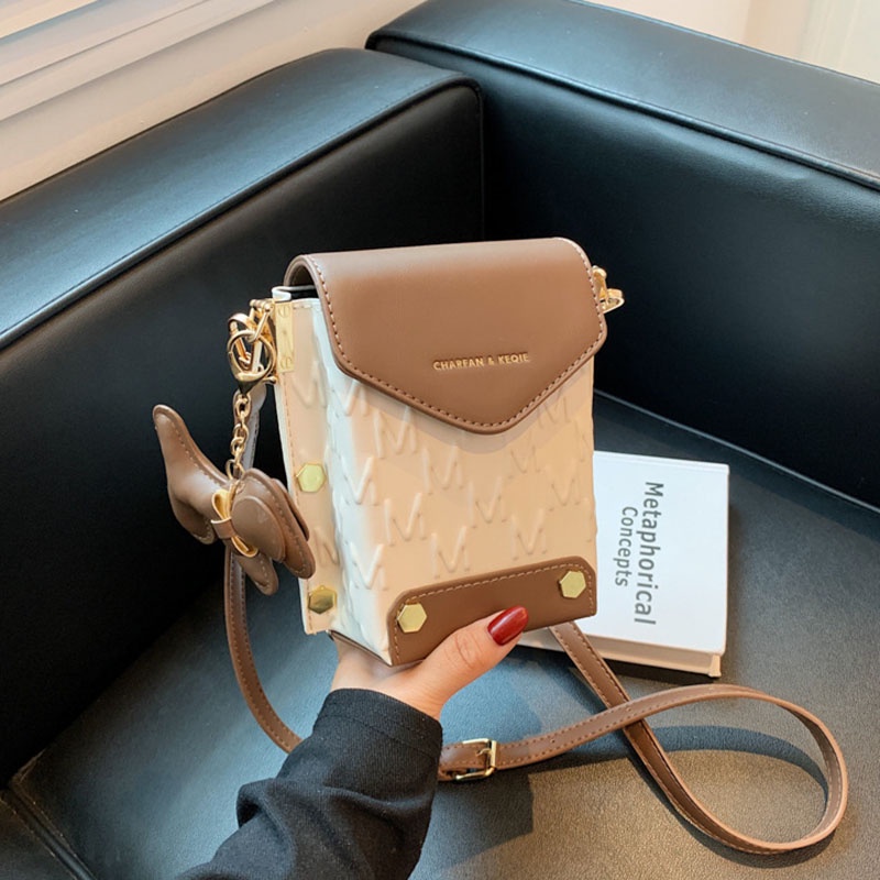 Túi Đeo Vai Mini Hình Vuông In Họa Tiết Chữ Thời Trang Cho Nữ