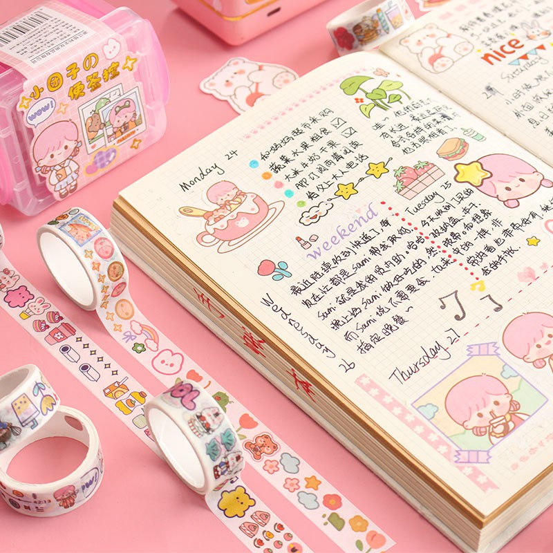 Hộp 3 cuộn washi tape và sticker Tiểu Đoàn Tử | BSW104