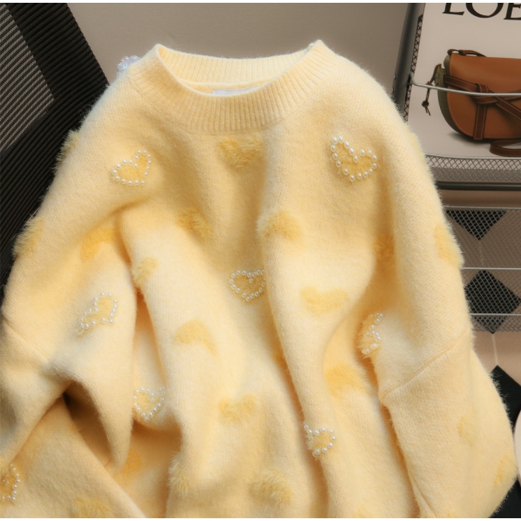 Áo sweater Dáng Rộng Dày Dặn Đính Ngọc Trai Thời Trang Thu Đông 2022 Cho Nữ
