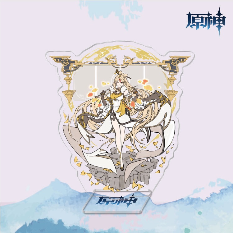 Genshin Impact Anime Action Figure Ganyu Albedo Rosaria Stand Decoration Acrylic Character Model Collection