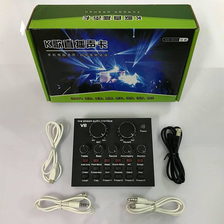 Trọn Bộ Combo Mic thu âm M8S + Soundcard V8 - Míc Live stream karaoke