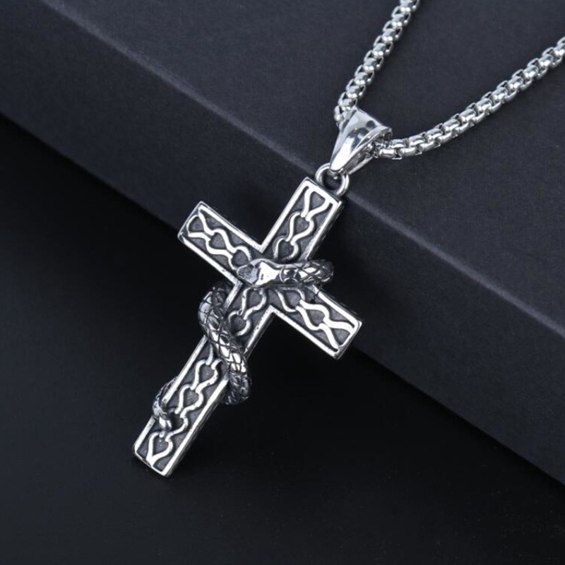 Vòng cổ Bằng Thép Không Gỉ Mặt Thánh Giá Màu Sắc Bạc Phong Cách Gothic Dành Cho Nam