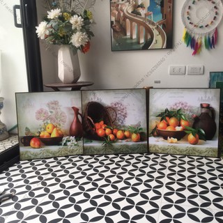 Tranh Hoa Quả , tranh in canvas hoàn thiện khung và phụ kiện, kích thước 50x50x3b