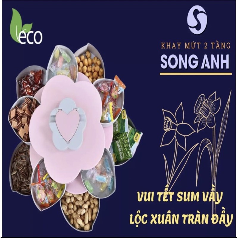 [SIÊU RẺ] HỘP ĐỰNG BÁNH MỨT KẸO NGÀY TẾT 2 TẦNG XOAY SONG ANH