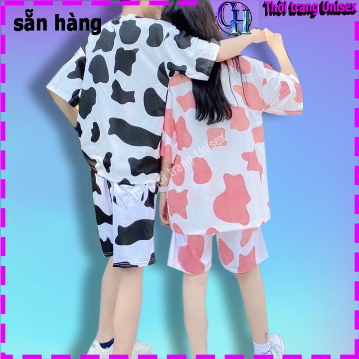 Đồ bộ hoạt hình form rộng Unisex SET BÒ SỮA Size L, XL dành cho nam nữ