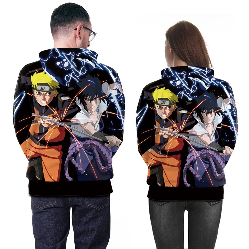 "Cosplay Naruto Sasuke quần áo công nghệ số 3D In kĩ thuật số áo phao đầy áo trùm áo vét áo khoác vợ chồng câu lạc bộ Nhật Bản Anime Naruto."