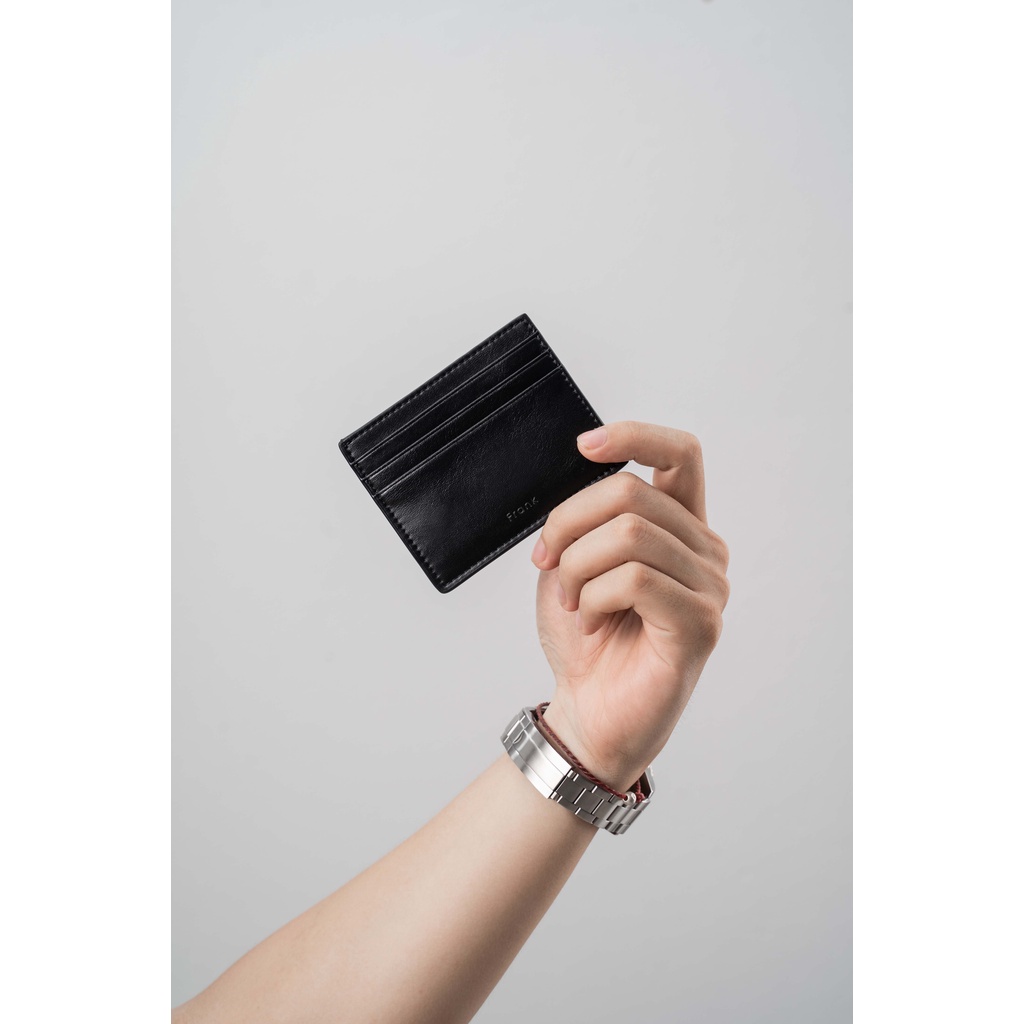 Ví Đựng Thẻ ATM Da Bò Mastrotto Nhập Khẩu FRANK Leo Card Holder Mini Nhiều Ngăn Cho Nam Màu Đen