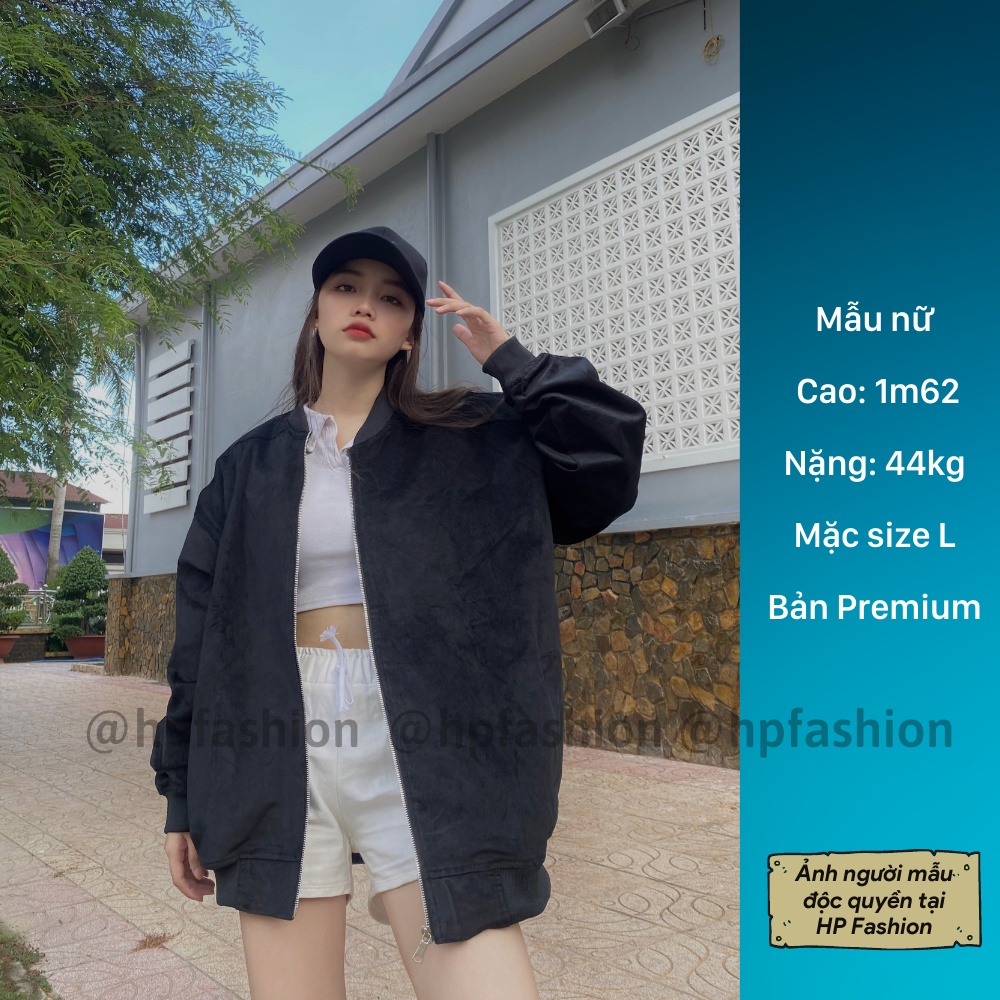 Áo khoác bomber trơn chất nhung tăm cao cấp phong cách Hàn Quốc form unisex nam nữ - B01 - Happy Style