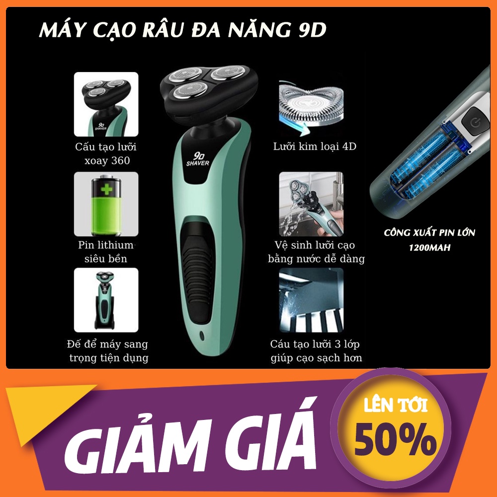 Máy Cạo Râu 9D Shaver 4in1 Tặng Kèm 6 Phụ Kiện Cao Cấp