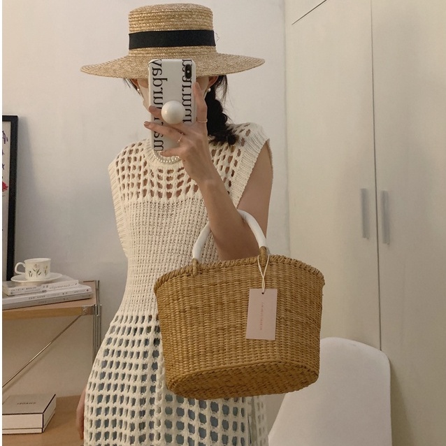 Đầm dệt kim SUXI không tay màu trơn dáng rộng thời trang xuân hè phong cách Hàn Quốc cho nữ