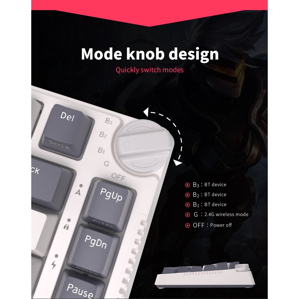 Bàn Phím Cơ RK H81 RK Royal Kludge 81 Cấu Trúc Ba Chế Độ Không Dây Bluetooth 2.4G 80%