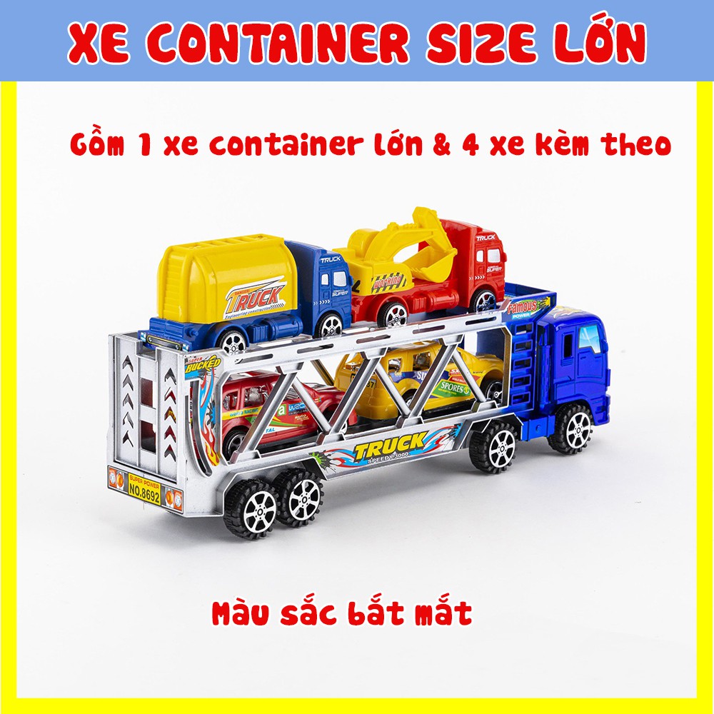Đồ Chơi xe container xe tải chuyên dụng chở xe chở thú