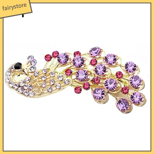 Kẹp tóc hình chú công đính đá thanh lịch