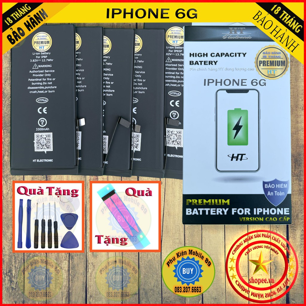 Pin iphone 6 Dung Lượng Cao HT Bản Cao Cấp Premium - Bh 18 THÁNG -Chính hãng HT