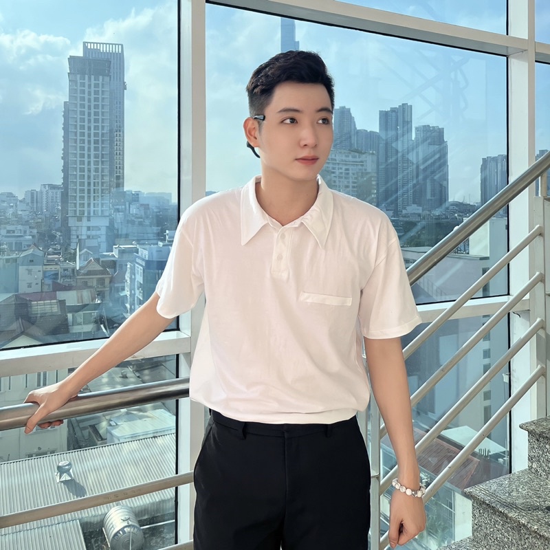 Áo Thun Polo Unisex Màu Trắng/Đen/Nâu Chất Thun Cotton Cao Cấp Phong Cách Hàn Quốc Mr Smile 99 Shop