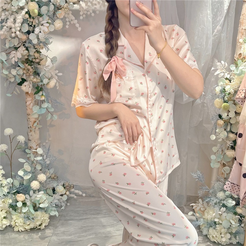 Pijama Lụa Cao Cấp Đồ Bộ Mặc Nhà Ngủ Nữ Chất Lụa Siêu Mềm Mát Mịn - Sillk Homewear