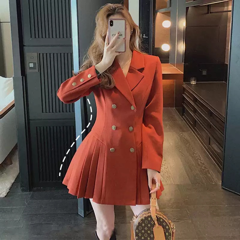 Đầm Bigsize Váy Bigsize cổ vest 2 hàng cúc