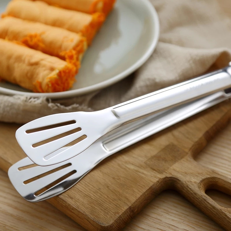 Kẹp gắp thức ăn bánh nướng thép không gỉ ba dải lỗ thép không gỉ đa năng tiện lợi