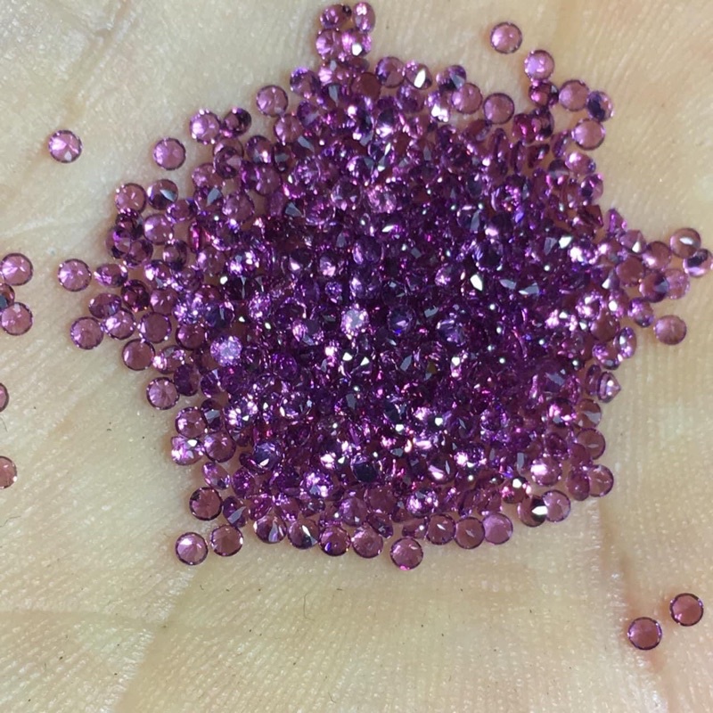Đá phong thuỷ Garnet tím tròn 3 mm - set 2 viên
