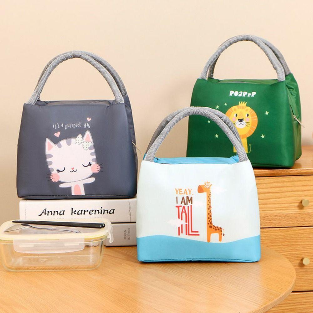 Túi Giữ Nhiệt Đựng Hộp Cơm Trưa Cỡ Lớn Chống Nước In Họa Tiết Hoạt Hình Dễ Thương