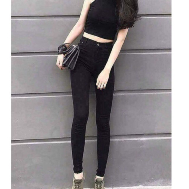 Quần skinny kaki Bigsize 60-100kg siêu giãn tôn dáng lưng cao màu đen