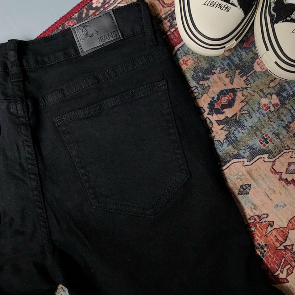 [Co GIãn+Không Phai Màu]Quần Jean Rách Gối Nam Màu Đen Vải Không Phai Màu, Co Giãn Dáng Skinny Phong Cách Hàn Quốc-J03 | BigBuy360 - bigbuy360.vn