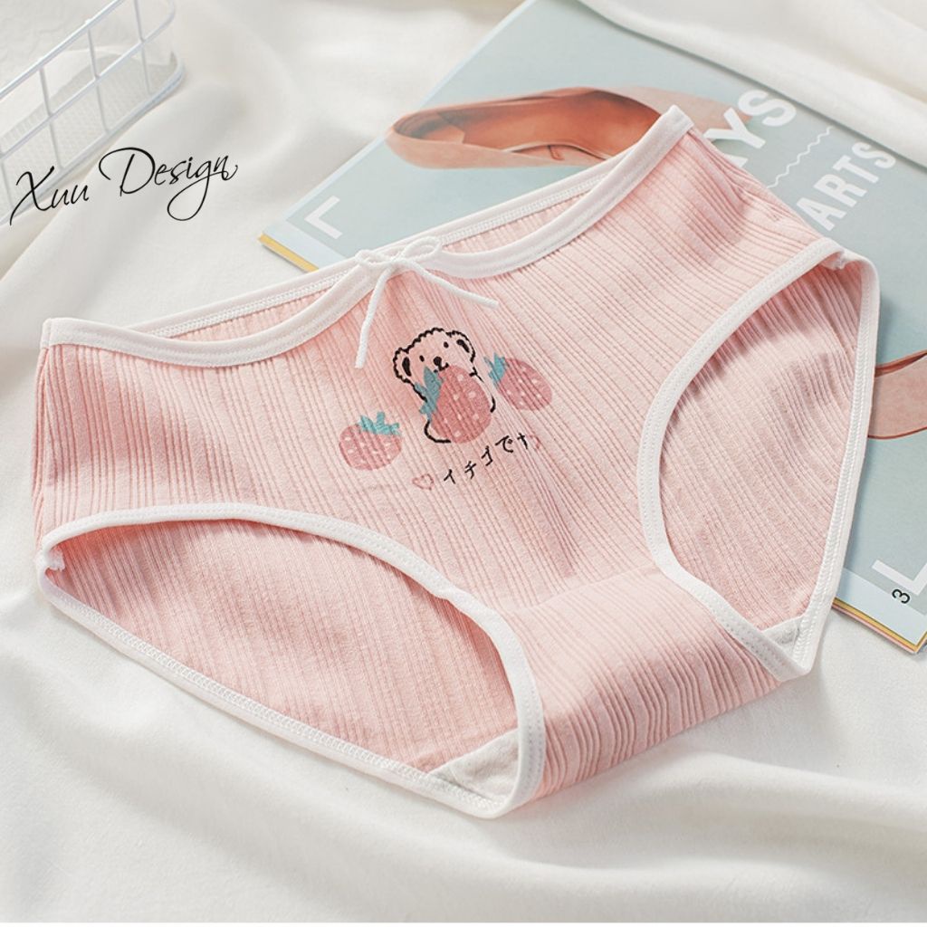 Quần lót nữ Cotton gân tăm có nơ Xuu chất liệu co dãn kháng khuẩn QC26