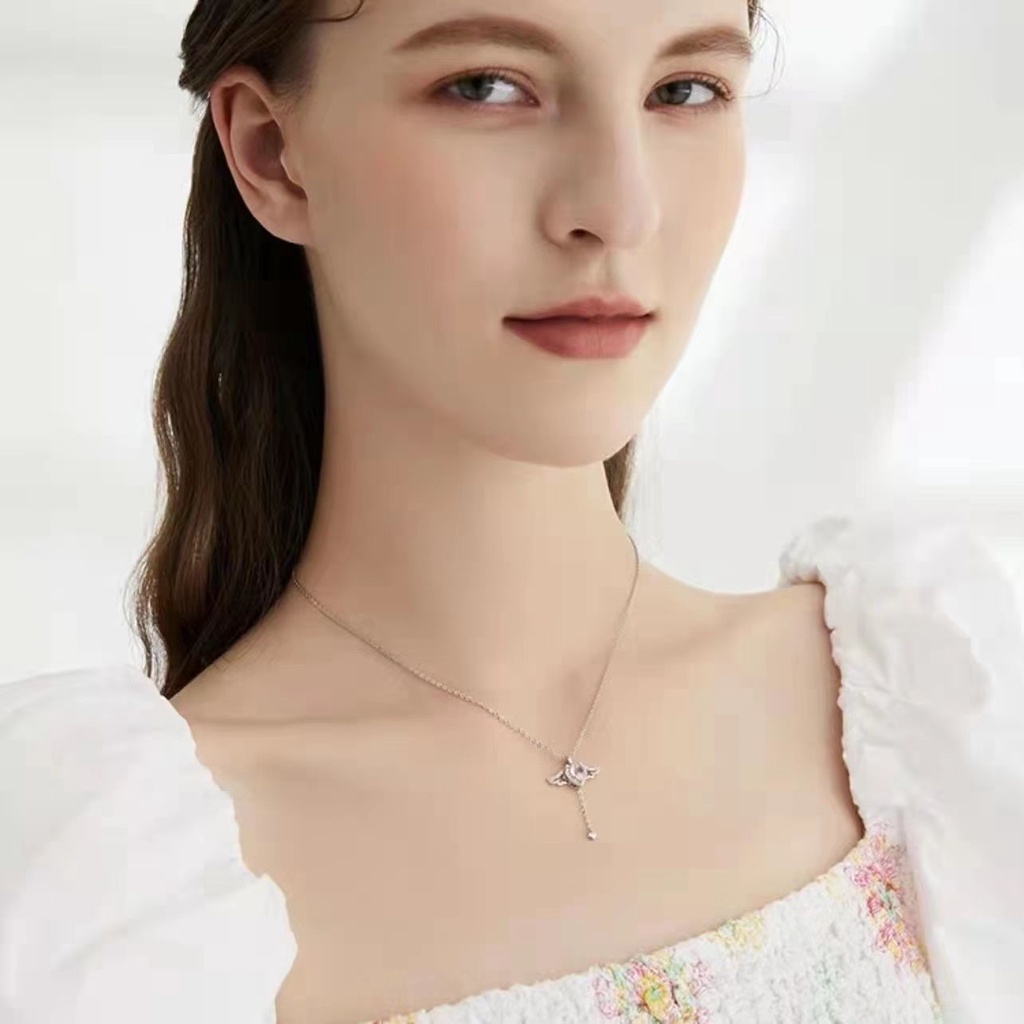 Dây Chuyền Mặt Trái Tim Đôi Cánh Thiên Thần Lãng Mạn Cho Nữ