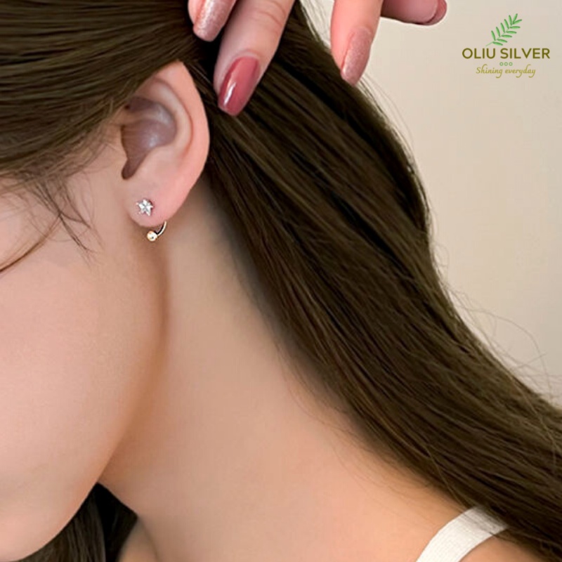 Bông Tai Bạc S925 Simply Star Chốt Vặn Trẻ Trung Cá Tính | Khuyên Tai Nữ Trang Sức Bạc 925