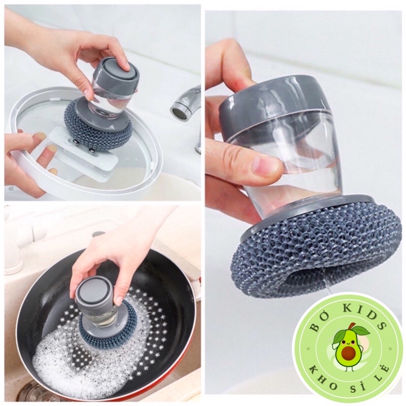 Dụng cụ cọ rửa đa năng, cọ xoong nồi, cọ bếp,Cọ Rửa Đa Năng Tự Động Nhả Chất Lỏng cọ rửa bát đĩa có bình chứa tiện lợi